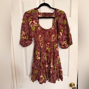 Free People Red Floral Mini Dress